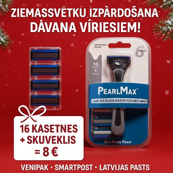  PearlMax — 6 asmeņu skuveklis  ar 16 rezerves  skūšanās galvām , kasenēm  | Skūšanās piederumi vīriešiem | kosmetika vīriešiem